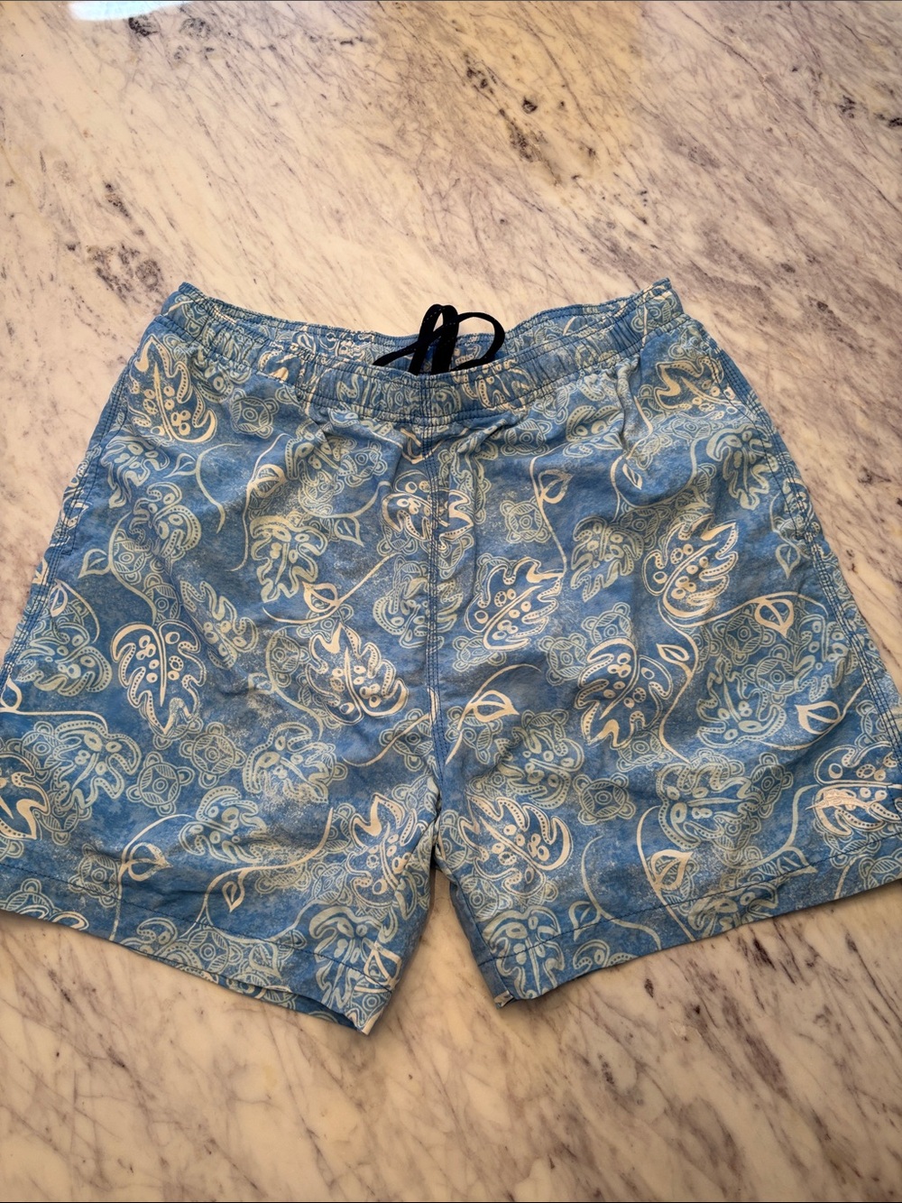 Tommy Bahama Relax tropical paisley print swim trunks blue green white medium